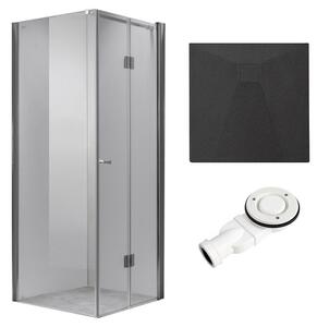 BPS-koupelny Čtvercový sprchový kout KZ1180B 90x90 chrom/transparent + vanička RIKO BL černá