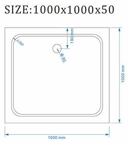 BPS-koupelny Čtvercový sprchový kout KZ08D BL 100x100 černá/transparent + vanička ST06A WH bílá