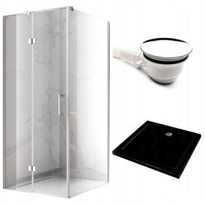 BPS-koupelny Čtvercový sprchový kout KZ01D 100x100 bílá/transparent + vanička ST06A BL černá