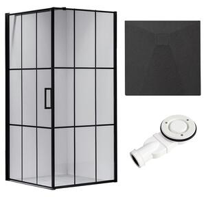 BPS-koupelny Čtvercový sprchový kout BS13B 90x90 černý/transparent + vanička RIKO BL černá