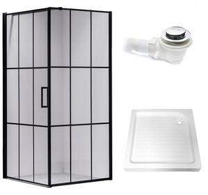 BPS-koupelny Čtvercový sprchový kout BS13A 80x80 černá/transparent + vanička SXL02A WH bílá