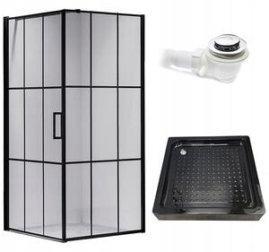 BPS-koupelny Čtvercový sprchový kout BS13A 80x80 černá/transparent + vanička SXL02A BL černá
