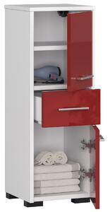 Moderní koupelnová skříňka ASTRA2D, bílá / červený lesk