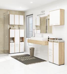 Designová koupelnová skříňka ISLA60, dub Sonoma / bílá