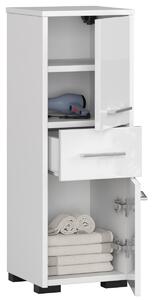 Moderní koupelnová skříňka ASTRA2D, bílá / bílý lesk