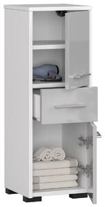 Moderní koupelnová skříňka ASTRA2D, bílá / metalický lesk
