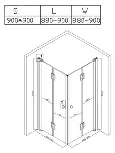 BPS-koupelny Čtvercový sprchový kout BS05B 90x90 černá/transparent + vanička RIKO BL černá