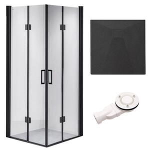BPS-koupelny Čtvercový sprchový kout BS05B 90x90 černá/transparent + vanička RIKO BL černá
