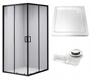 BPS-koupelny Čtvercový sprchový kout BL30B 90x90 černá/transparent + vanička SXL02B bílá