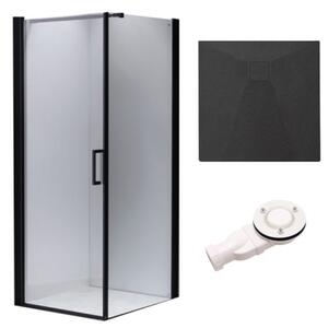 BPS-koupelny Čtvercový sprchový kout BS04B 90x90 černá/transparent + vanička RIKO BL černá