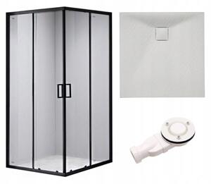 BPS-koupelny Čtvercový sprchový kout BL30B 90x90 černý/transparent + vanička RIKO bílá