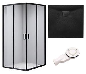 BPS-koupelny Čtvercový sprchový kout BL30B 90x90 černá/transparent + vanička JUKO černá