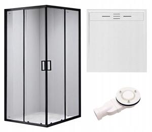 BPS-koupelny Čtvercový sprchový kout BL30B 90x90 černá/transparent + vanička DEKO bílá