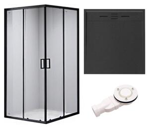 BPS-koupelny Čtvercový sprchový kout BL30B 90x90 černá/transparent + vanička DEKO černá