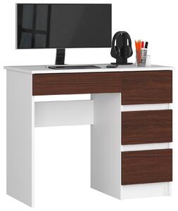 Designový psací stůl ZEUS90P, bílý / wenge