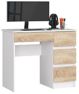 Designový psací stůl ZEUS90P, bílý / dub Sonoma