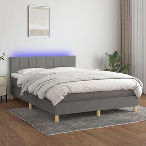 Box spring postel s matrací a LED tmavě šedá 140x200 cm textil 3133718