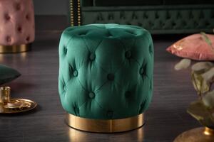 Barokní designová smaragdová taburetka Modern Barock se sametovým potahem 38cm