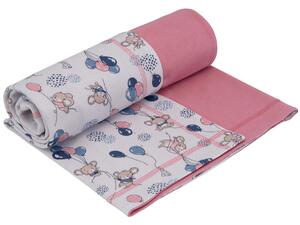 ESITO Letní dětská deka dvojitá bavlna Myšky - růžová / 75 x 100 cm