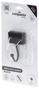 Samolepicí háček Compactor Bestlock Black Magic systém bez vrtání, nosnost až 3 kg