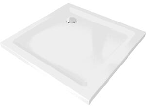 Mexen Flat čtvercová vanička do sprchového kout slim 90 x 90 cm, Bílá, sifon Chromovaná - 40109090