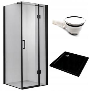 BPS-koupelny Čtvercový sprchový kout KZ1390A BL 80x80 černá/transparent + vanička ST02A BL černá