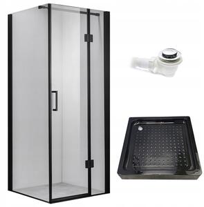 BPS-koupelny Čtvercový sprchový kout KZ1390A BL 80x80 černá/transparent + vanička SXL02A BL černá