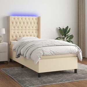 Box spring postel s matrací a LED krémová 80 x 200 cm textil 3138514