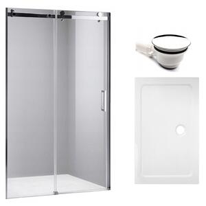 BPS-koupelny Posuvné sprchové dveře SH03D 120 chrom/transparent pro instalaci do niky + vanička ST05E 120x70 bílá