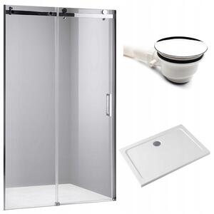 BPS-koupelny Posuvné sprchové dveře SH03D 120 chrom/transparent pro instalaci do niky + vanička ST04C 120x90 bílá