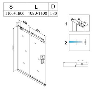 BPS-koupelny Posuvné sprchové dveře SH03C 110 černé/transparent pro instalaci do niky + vanička ST05D 110x70 bílá