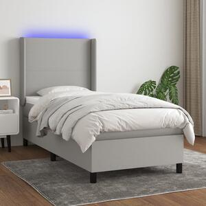 Box spring postel s matrací a LED světle šedá 80x200 cm textil 3138109