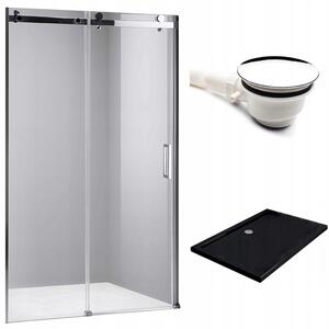 BPS-koupelny Posuvné sprchové dveře SH03D 120 chrom/transparent pro instalaci do niky + vanička ST04C 120x90 černá