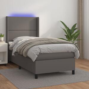 Box spring postel s matrací a LED šedá 100x200 cm umělá kůže 3139311
