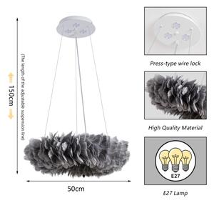 Brilagi - LED Lustr na lanku FEATHER 3xE27/40W/230V + 3xLED/3W pr. 50 cm šedá