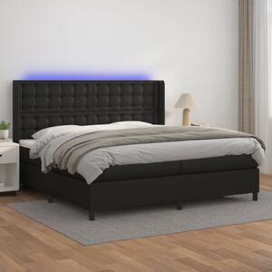 Box spring postel s matrací a LED černá 200x200 cm umělá kůže 3139403