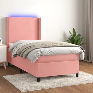Box spring postel s matrací a LED růžová 80 x 200 cm samet 3139414