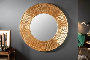 Art-deco designové kulaté nástěnné zrcadlo Reondel v rámu zlaté barvy 100cm