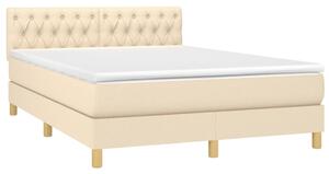 Box spring postel s matrací krémová 140x190 cm textil