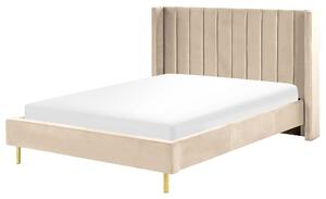 Sametová postel 140 x 200 cm béžová VILLETTE