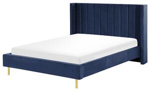 Sametová postel 140 x 200 cm modrá VILLETTE