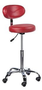 Židle BERN s opěrátkem na stříbrné základně s kolečky - červená