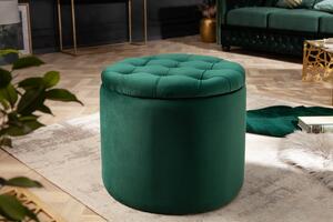 Zámecká designová smaragdová taburetka Modern Barock s úložným prostorem 50cm