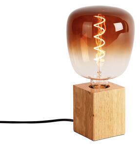 Venkovská stolní lampa přírodní dřevo včetně LED G140 - Bloc