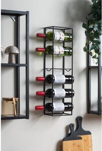 Černý nástěnný kovový regál na víno počet lahví 6 Single – PT LIVING