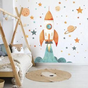 INSPIO-textilní přelepitelná samolepka - Space Rocket - Dětské samolepky na zeď