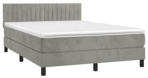 Box spring postel s matrací světle šedá 140x190 cm samet