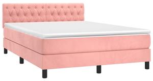 Box spring postel s matrací růžová 140x190 cm samet