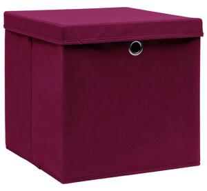 Úložné boxy s víky 10 ks 28 x 28 x 28 cm tmavě červené
