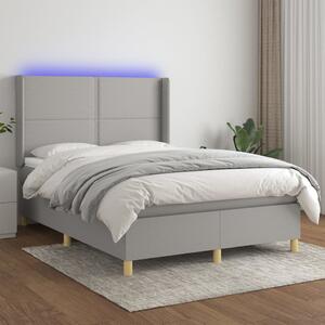 Box spring postel s matrací a LED světle šedá 140x200 cm textil 3138797